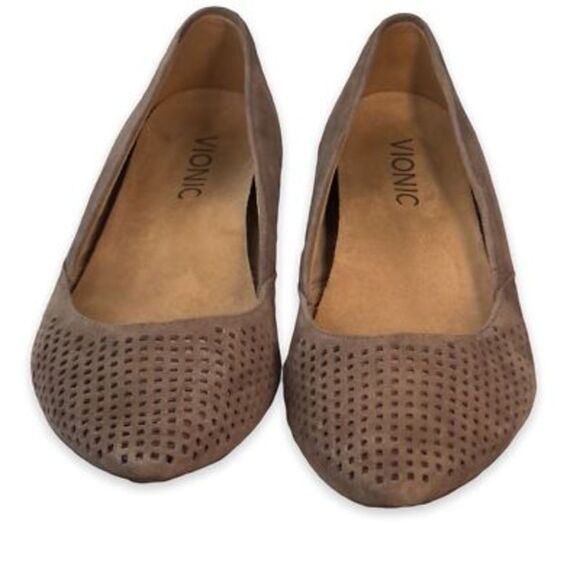 Vionic Womens 359 Posey Ballet Flat Shoes Beige Perforated Slip-On Leather sz 6 - Picture 5 of 8